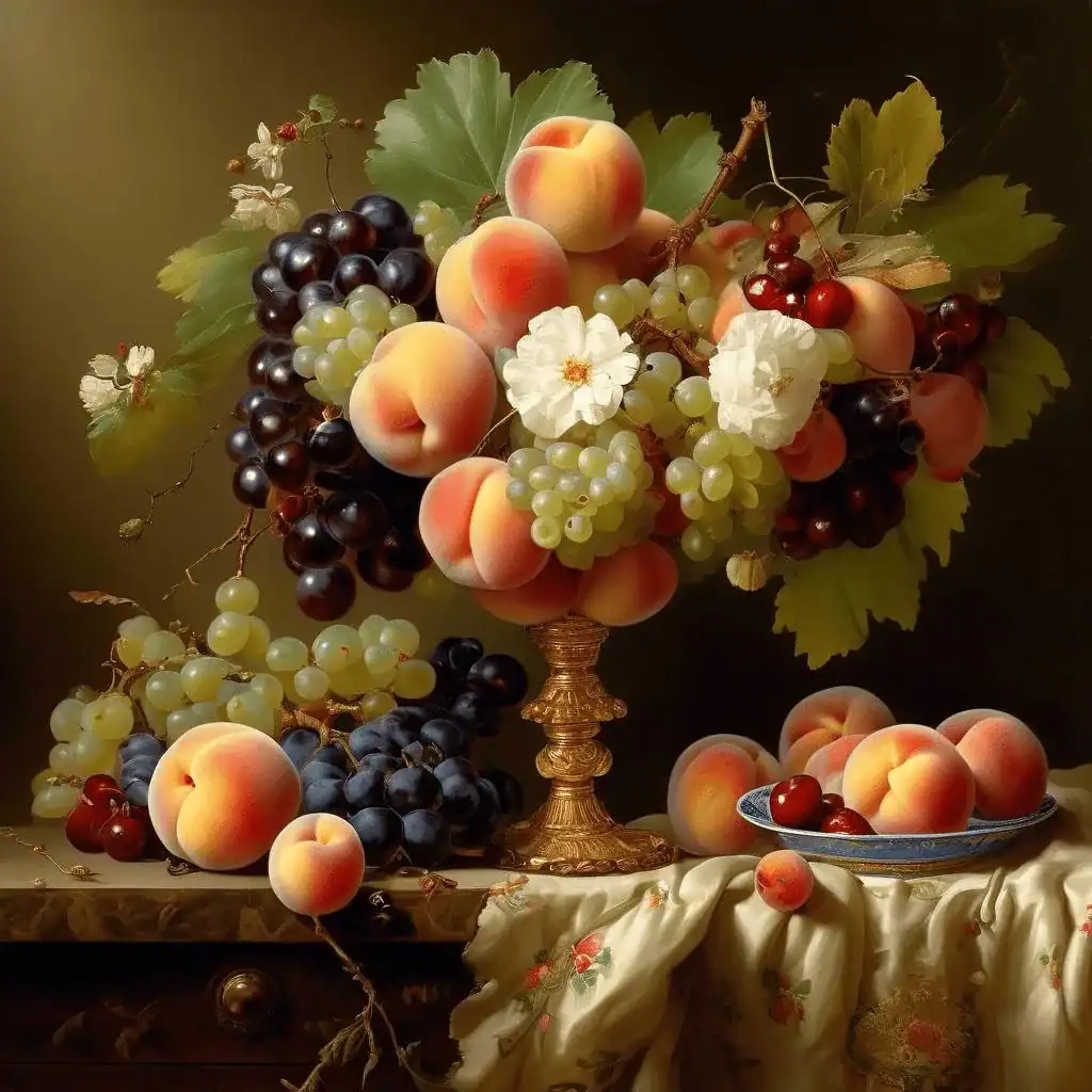 Peaches, Grapes and Cherries – George Henry Hall