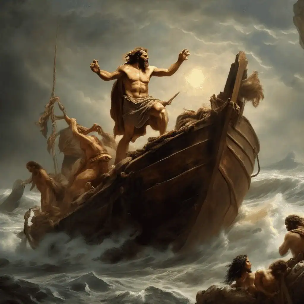 Nausikaa brings the shipwrecked Odysseus’ clothes – Wilhelm Marstrand